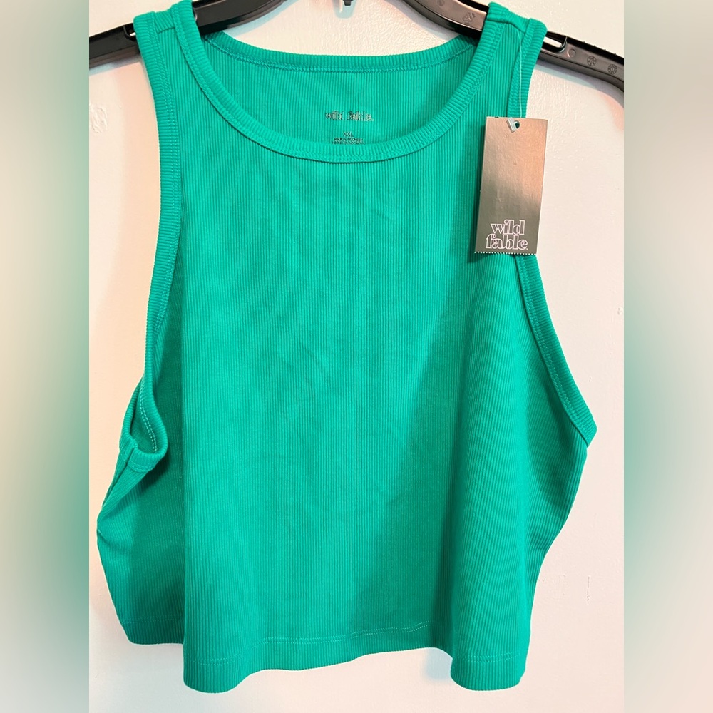Wild Fable Green Sleeveless Crop Tank Top